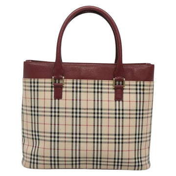 BURBERRY Nova Check Tote Bag Canvas Beige Gold Auth 136853 - 0