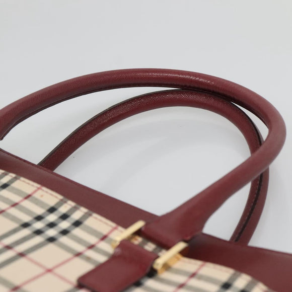 BURBERRY Nova Check Tote Bag Canvas Beige Gold Auth 136853
