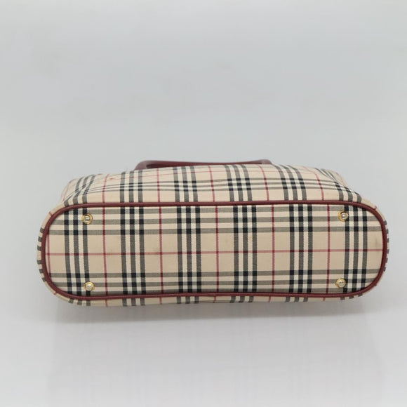 BURBERRY Nova Check Tote Bag Canvas Beige Gold Auth 136853
