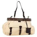 Salvatore Ferragamo Gancini Hand Bag Leather Ivory Silver Auth 136857-1