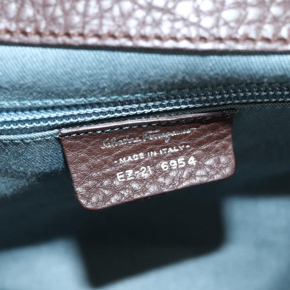 Salvatore Ferragamo Gancini Hand Bag Leather Ivory Silver Auth 136857