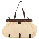 Salvatore Ferragamo Gancini Hand Bag Leather Ivory Silver Auth 136857-4