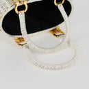 Salvatore Ferragamo Gancini Hand Bag Raffia White Gold Auth 136858V-9