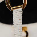 Salvatore Ferragamo Gancini Hand Bag Raffia White Gold Auth 136858V-16