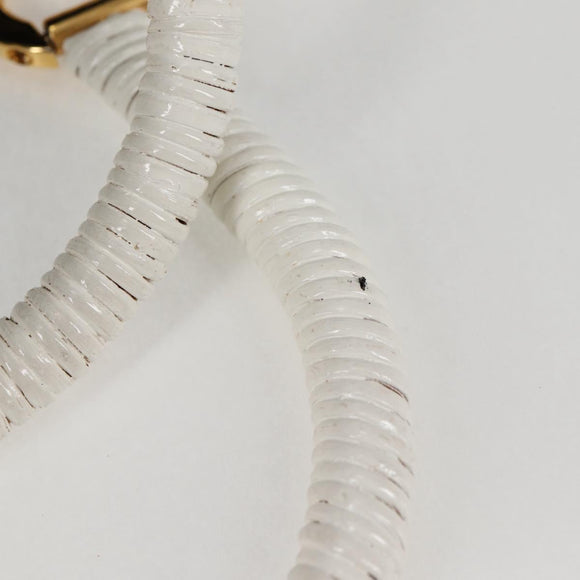 Salvatore Ferragamo Gancini Hand Bag Raffia White Gold Auth 136858V