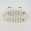 Salvatore Ferragamo Gancini Hand Bag Raffia White Gold Auth 136858V-8
