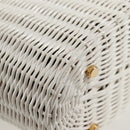 Salvatore Ferragamo Gancini Hand Bag Raffia White Gold Auth 136858V-20