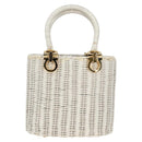 Salvatore Ferragamo Gancini Hand Bag Raffia White Gold Auth 136858V-13