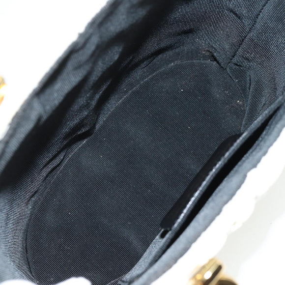 Salvatore Ferragamo Gancini Hand Bag Raffia White Gold Auth 136858V