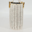 Salvatore Ferragamo Gancini Hand Bag Raffia White Gold Auth 136858V-5