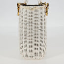 Salvatore Ferragamo Gancini Hand Bag Raffia White Gold Auth 136858V-6