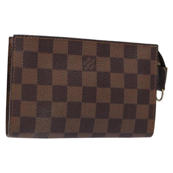 LOUIS VUITTON Damier Ebene Marais Pouch LV Auth 136870