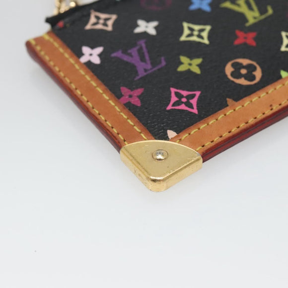LOUIS VUITTON Multicolor Pochette Cles Coin Purse Black M13664 LV Auth 136877