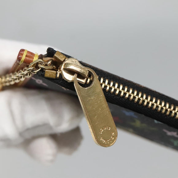 LOUIS VUITTON Multicolor Pochette Cles Coin Purse Black M13664 LV Auth 136877