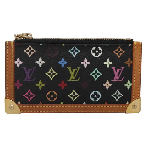LOUIS VUITTON Multicolor Pochette Cles Coin Purse Black M13664 LV Auth 136877