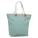 GUCCI GG Canvas Tote Bag Light Blue Gold 002 1098 1705 Auth 136880-1