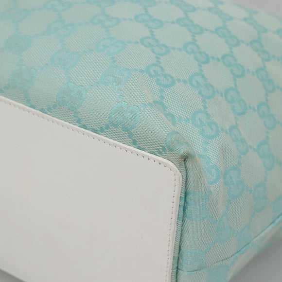 GUCCI GG Canvas Tote Bag Light Blue Gold 002 1098 1705 Auth 136880