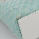 GUCCI GG Canvas Tote Bag Light Blue Gold 002 1098 1705 Auth 136880-16