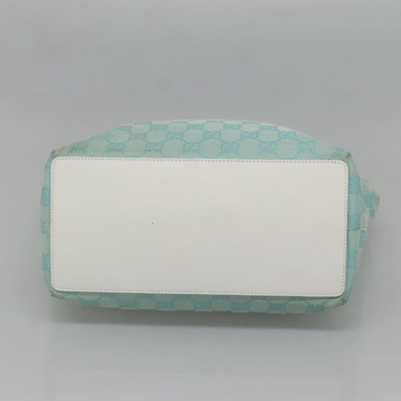 GUCCI GG Canvas Tote Bag Light Blue Gold 002 1098 1705 Auth 136880