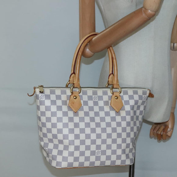 LOUIS VUITTON Damier Azur Saleya PM Tote Bag N51186 LV Auth 136882