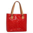 LOUIS VUITTON Monogram Vernis Houston Hand Bag Red M91092 LV Auth 136884-1