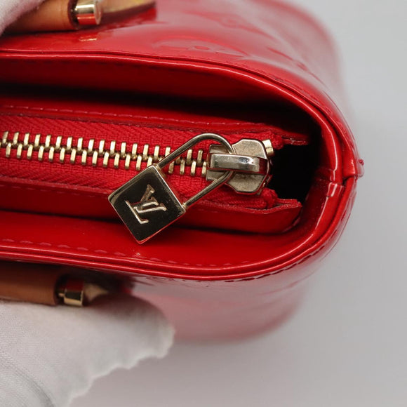LOUIS VUITTON Monogram Vernis Houston Hand Bag Red M91092 LV Auth 136884