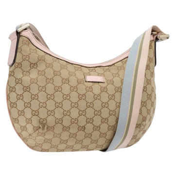 GUCCI GG Canvas Shoulder Bag Beige Gold 182092 Auth 136918