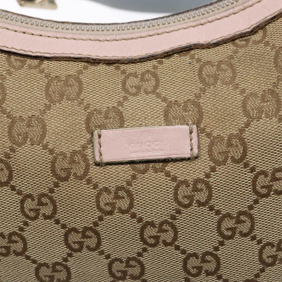 GUCCI GG Canvas Shoulder Bag Beige Gold 182092 Auth 136918