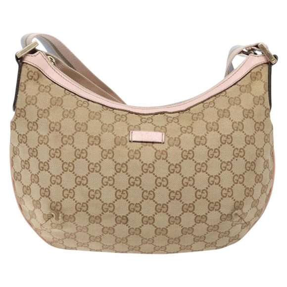 GUCCI GG Canvas Shoulder Bag Beige Gold 182092 Auth 136918A