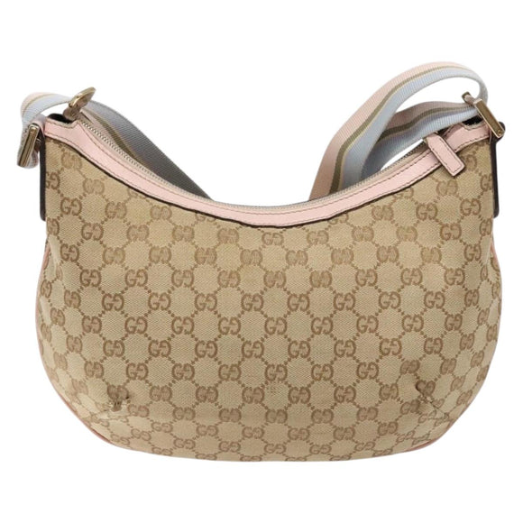 GUCCI GG Canvas Shoulder Bag Beige Gold 182092 Auth 136918