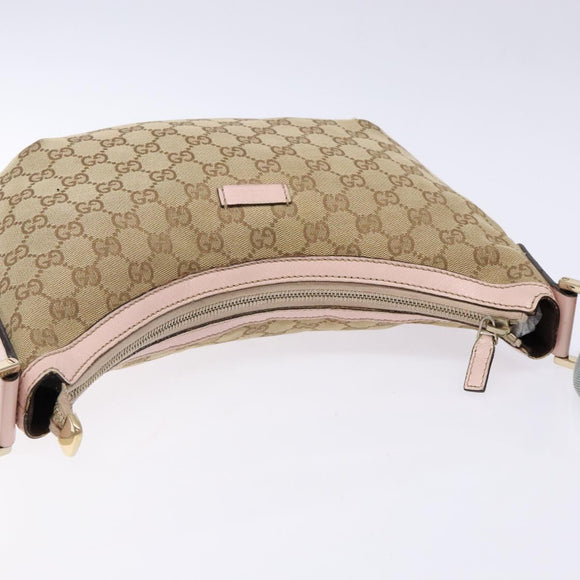 GUCCI GG Canvas Shoulder Bag Beige Gold 182092 Auth 136918