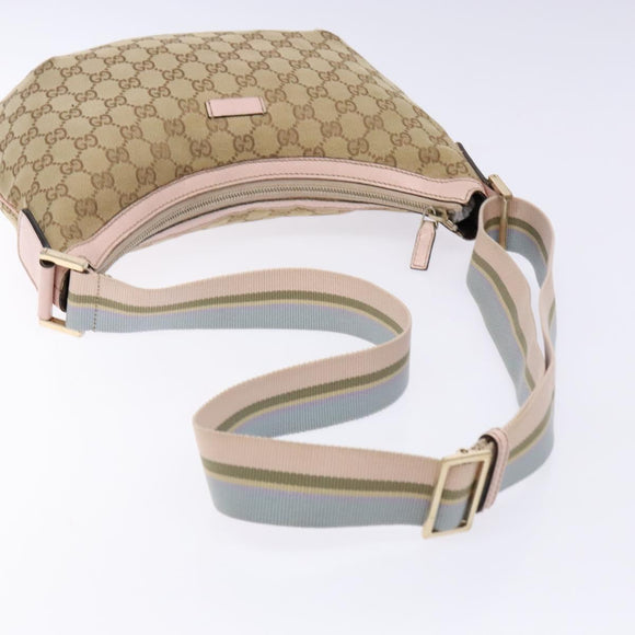 GUCCI GG Canvas Shoulder Bag Beige Gold 182092 Auth 136918