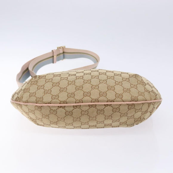 GUCCI GG Canvas Shoulder Bag Beige Gold 182092 Auth 136918