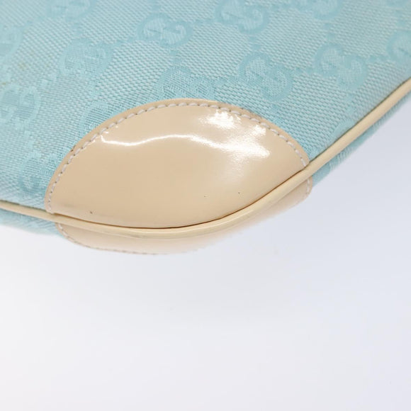 GUCCI GG Canvas Shoulder Bag Light Blue Gold 001 4158 3754 Auth 136919