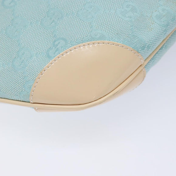 GUCCI GG Canvas Shoulder Bag Light Blue Gold 001 4158 3754 Auth 136919