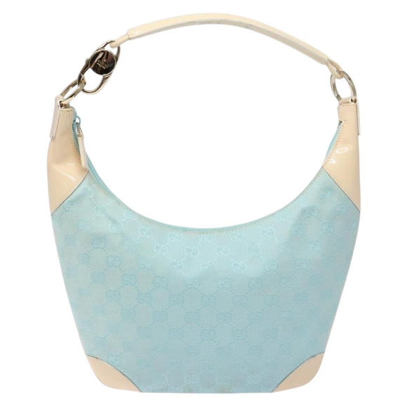 GUCCI GG Canvas Shoulder Bag Light Blue Gold 001 4158 3754 Auth 136919