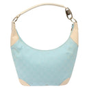 GUCCI GG Canvas Shoulder Bag Light Blue Gold 001 4158 3754 Auth 136919-2
