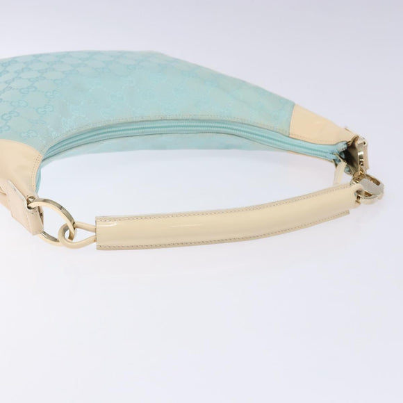 GUCCI GG Canvas Shoulder Bag Light Blue Gold 001 4158 3754 Auth 136919