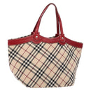 BURBERRY Nova Check Blue Label Tote Bag Canvas Beige Auth 136920-1