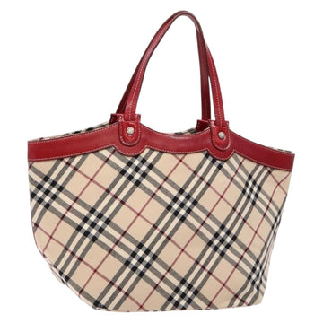 BURBERRY Nova Check Blue Label Tote Bag Canvas Beige Auth 136920