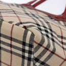 BURBERRY Nova Check Blue Label Tote Bag Canvas Beige Auth 136920-15