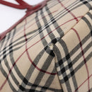 BURBERRY Nova Check Blue Label Tote Bag Canvas Beige Auth 136920-8