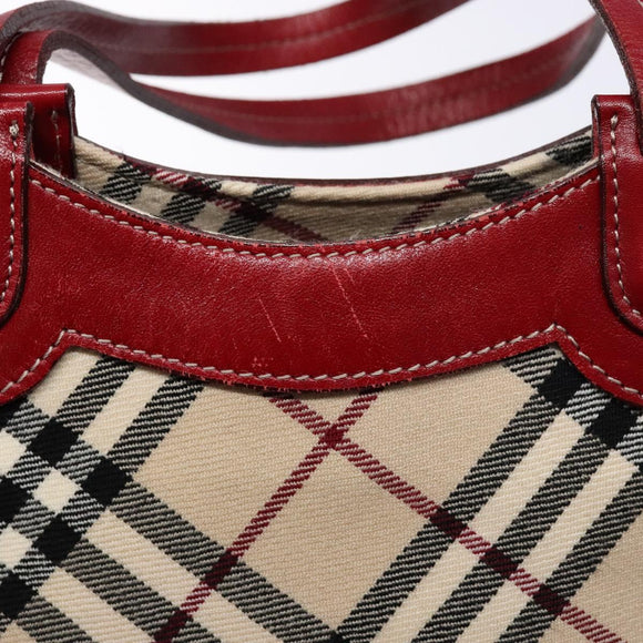 BURBERRY Nova Check Blue Label Tote Bag Canvas Beige Auth 136920