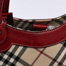 BURBERRY Nova Check Blue Label Tote Bag Canvas Beige Auth 136920-10