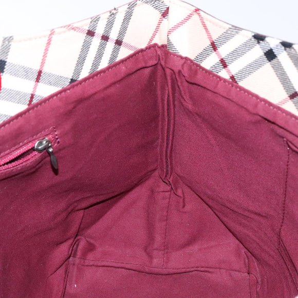 BURBERRY Nova Check Blue Label Tote Bag Canvas Beige Auth 136920