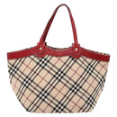BURBERRY Nova Check Blue Label Tote Bag Canvas Beige Auth 136920-13