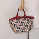BURBERRY Nova Check Blue Label Tote Bag Canvas Beige Auth 136920-23