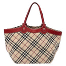 BURBERRY Nova Check Blue Label Tote Bag Canvas Beige Auth 136920-2