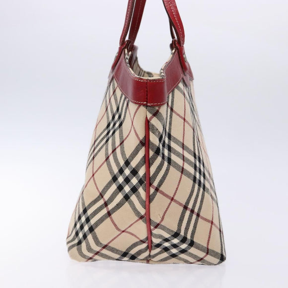 BURBERRY Nova Check Blue Label Tote Bag Canvas Beige Auth 136920