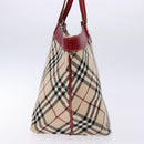 BURBERRY Nova Check Blue Label Tote Bag Canvas Beige Auth 136920-4